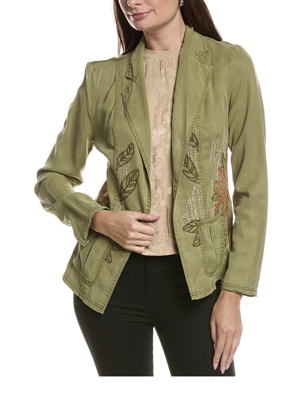 XCVI Olive Green Embroidered Blazer NWT Sz Med Beautiful